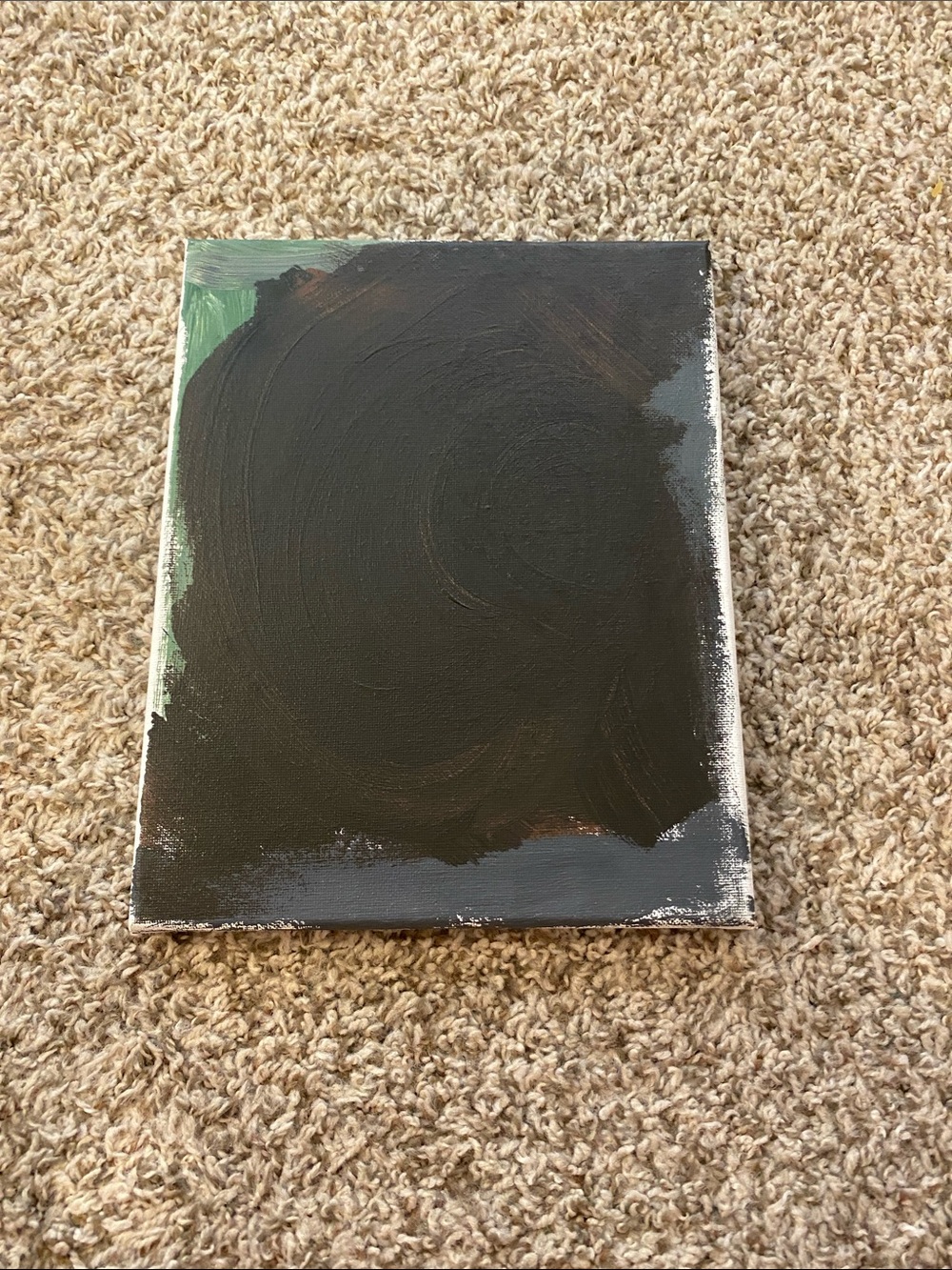 Black Abstract Canvas Wall Art with Subtle Green Accents